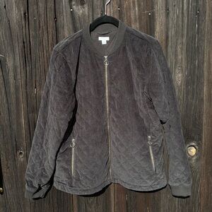 J. Jill Velvet Black Quilted Bomber Jacket